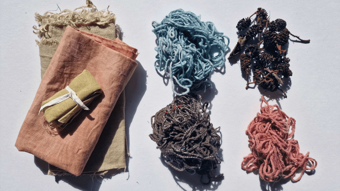 A selection of materials and natural dyes