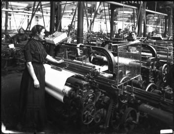 Woman in linen factory