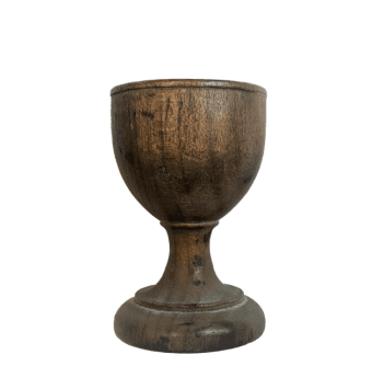 A wooden egg cup