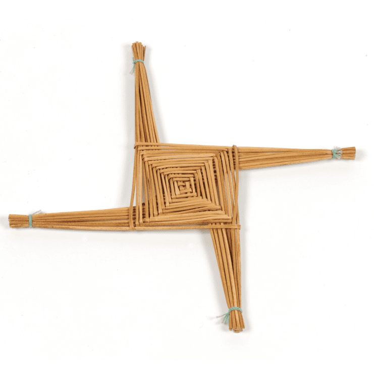 A Saint Brigid's Cross. The cross is a simple diamond shaped cross with four legs.